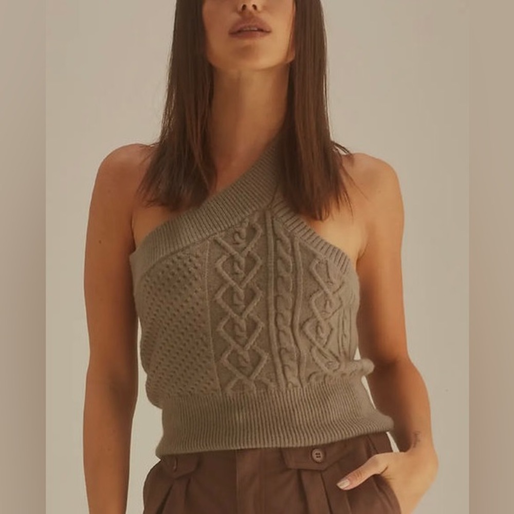Olive Green One-Shoulder Sweater Top